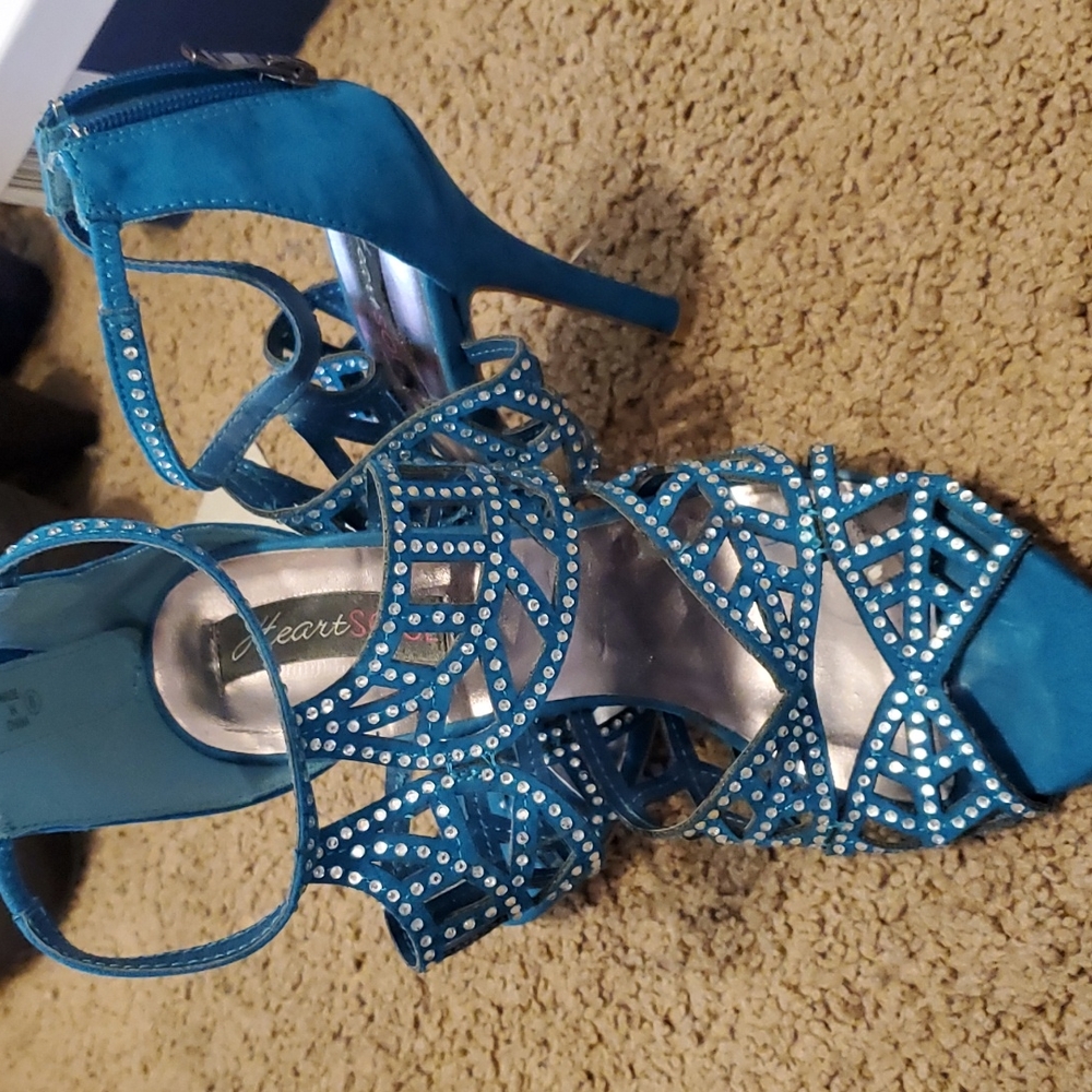 Teal and rhinestone Stilettos